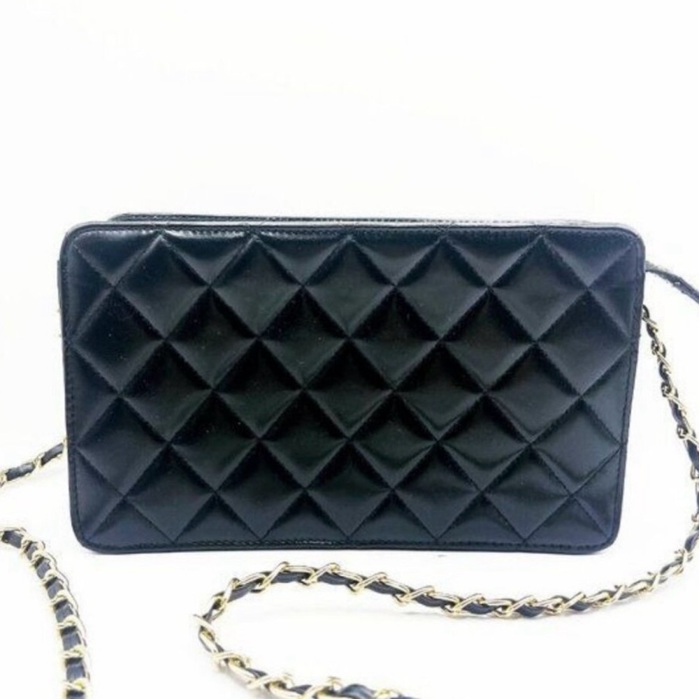 Authentic CHANEL Classic Timeless Wallet Wristlet Clutch Lambskin Pouch
